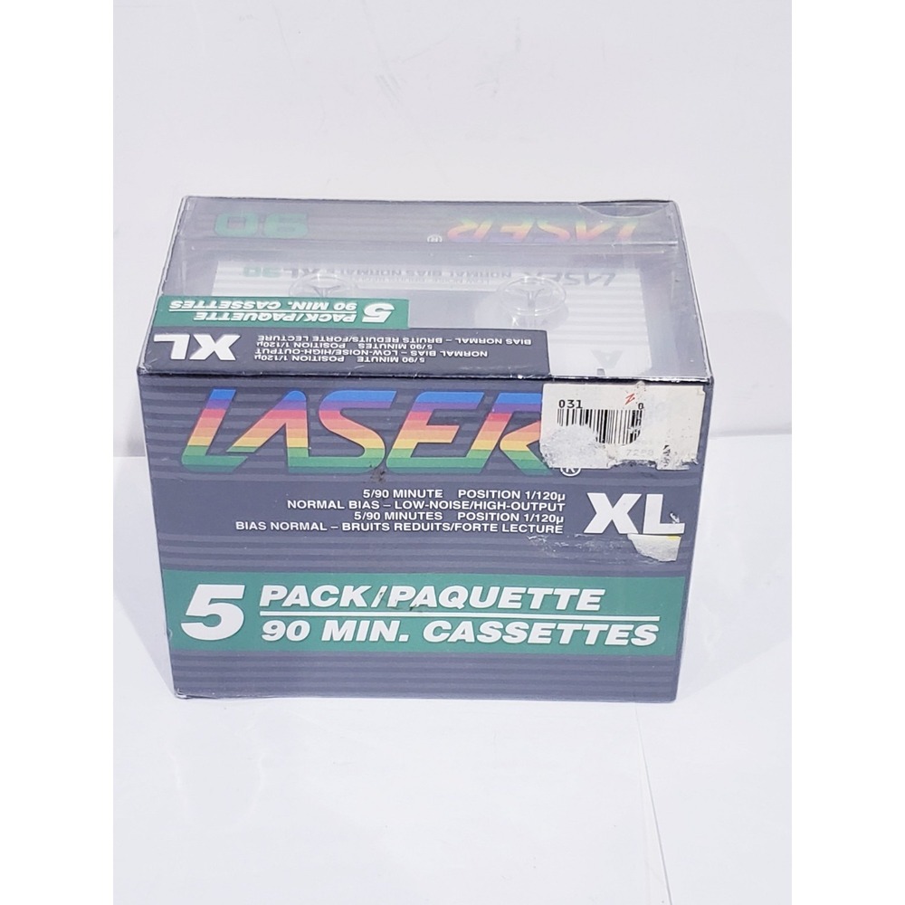 Vintage Laser Normal Bias 90 XL Cassette Tape Low Noise High Output (Pack of 5)